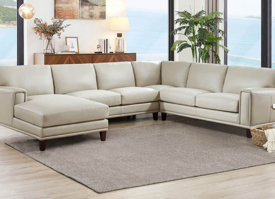 Jensen Top Grain Leather Sectional Chaise