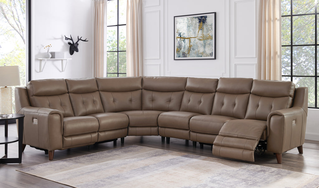 Campania Brown Top-grain Leather LED Power Recliner