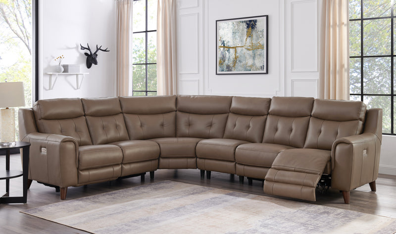 Campania leather store power reclining sectional