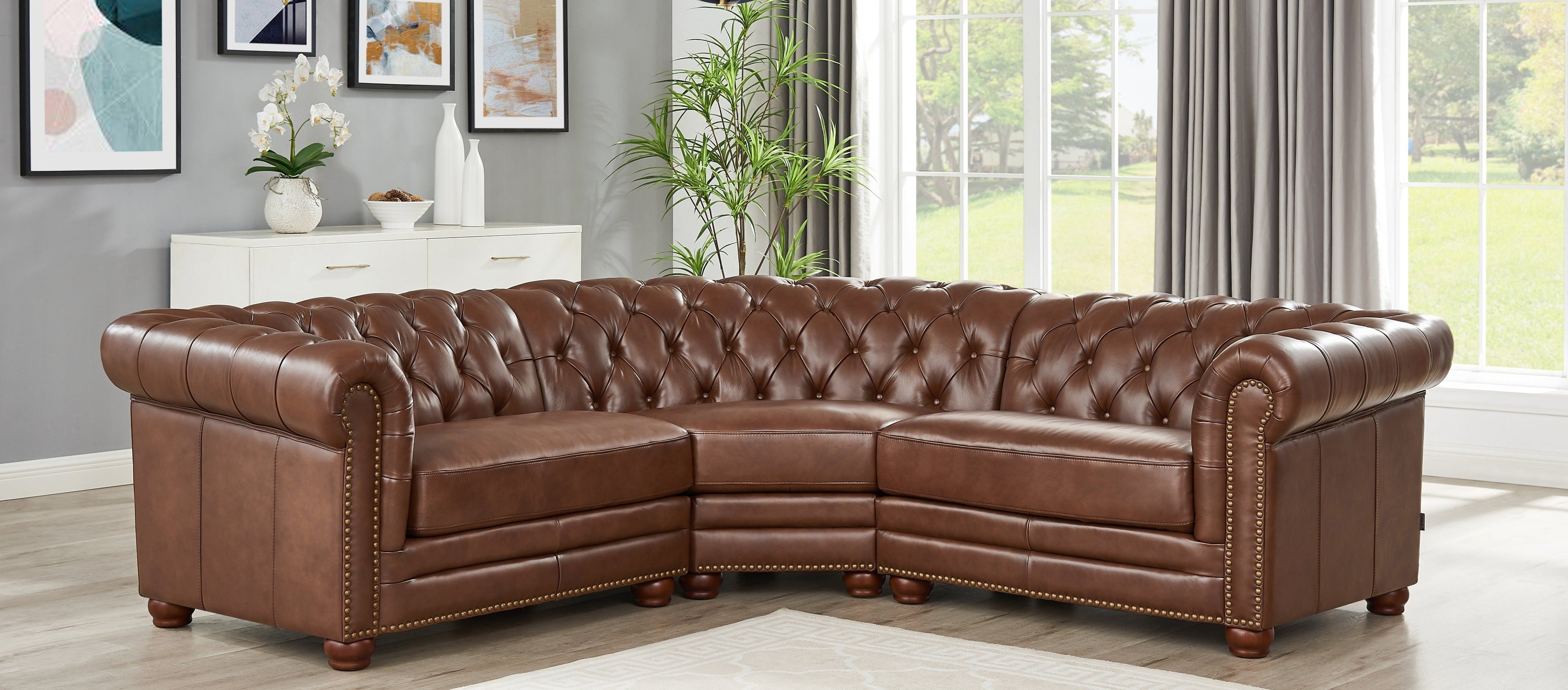 Allington Top Grain Leather Sectional Prospera Home